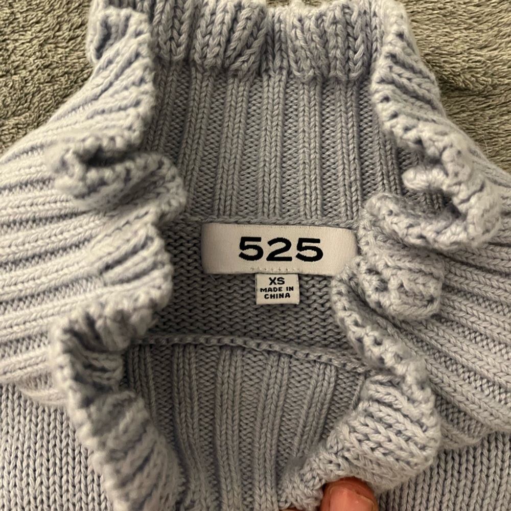 525 America Light Gray Ruffle Turtleneck Sweater - Picture 3 of 6